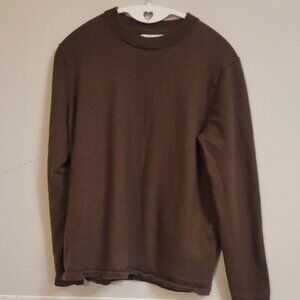 The Commons Mens 100% Merino Wool Crewneck Sweater Brown - Size L (Runs Smaller)